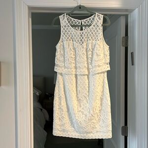 Guess Ivory colored lace dress with polyester lining.